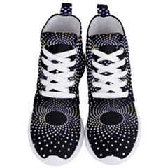 Abstract Black Blue Bright Circle Women s Lightweight High Top Sneakers