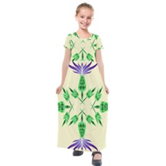 Thistle Flower Purple Thorny Flora Kids  Short Sleeve Maxi Dress
