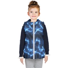 Lightning Electricity Pattern Blue Kids  Hooded Puffer Vest by Mariart