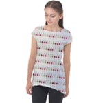 Wine Glass Pattern Cap Sleeve High Low Top