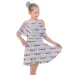 Wine Glass Pattern Kids  Shoulder Cutout Chiffon Dress