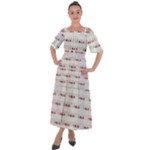 Wine Glass Pattern Shoulder Straps Boho Maxi Dress 