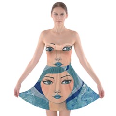 Blue Girl Strapless Bra Top Dress by CKArtCreations