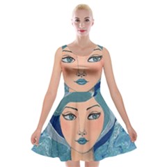 Blue Girl Velvet Skater Dress by CKArtCreations