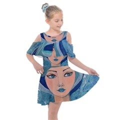 Blue Girl Kids  Shoulder Cutout Chiffon Dress by CKArtCreations