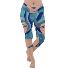 Blue Girl Lightweight Velour Capri Yoga Leggings by CKArtCreations