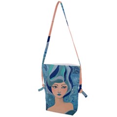 Blue Girl Folding Shoulder Bag by CKArtCreations