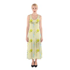 Lemonade Polkadots Sleeveless Maxi Dress by bloomingvinedesign