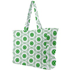 White Background Green Shapes Simple Shoulder Bag by Simbadda