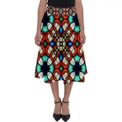 Stained Glass Pattern Texture Face Perfect Length Midi Skirt by Simbadda