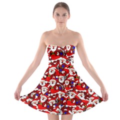 Nicholas Santa Christmas Pattern Strapless Bra Top Dress by Simbadda