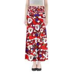 Nicholas Santa Christmas Pattern Full Length Maxi Skirt by Simbadda