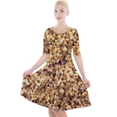 Pattern Fabric Shape Abstract Quarter Sleeve A-line Dress by Simbadda