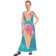 Vector Ice Kids  Quarter Sleeve Maxi Dress by Bajindul
