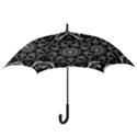 Black And White Pattern Monochrome Lighting Circle Neon Psychedelic Illustration Design Symmetry Hook Handle Umbrellas (Small) View3