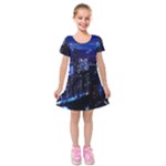 Night City Dark Kids  Short Sleeve Velvet Dress