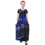 Night City Dark Kids  Short Sleeve Maxi Dress