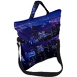 Night City Dark Fold Over Handle Tote Bag