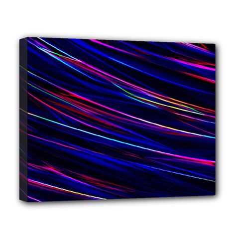 Nightlife Neon Techno Black Lamp Motion Green Street Dark Blurred Move Abstract Velocity Evening Tim Deluxe Canvas 20  X 16  (stretched) by Vaneshart