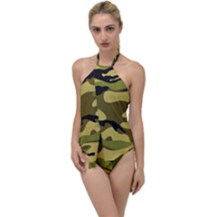 Fabric Army Camo Pattern Go With The Flow One Piece Swimsuit by Vaneshart