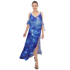 Blurred Star Snow Christmas Spark Maxi Chiffon Cover Up Dress by HermanTelo