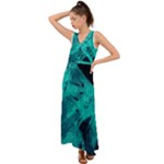 Background Texture Pattern Blue V-Neck Chiffon Maxi Dress