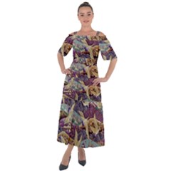 Textile Fabric Cloth Pattern Shoulder Straps Boho Maxi Dress  by Wegoenart