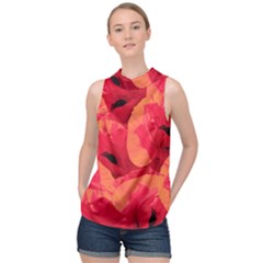Poppies  High Neck Satin Top by HelgaScand