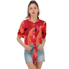 Poppies  Tie Front Shirt  by HelgaScand