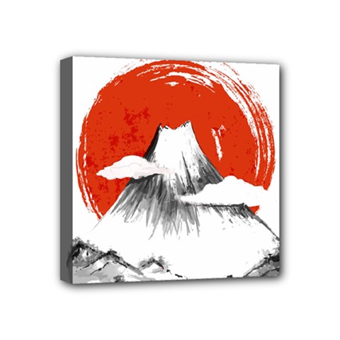 Mount Fuji Mountain Ink Wash Painting Mini Canvas 4  X 4  (stretched) by Vaneshart