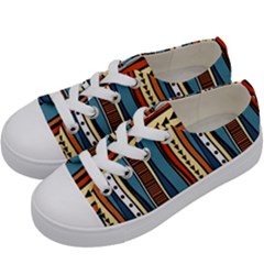 Stripes Hand Drawn Tribal Colorful Background Pattern Kids  Low Top Canvas Sneakers by Vaneshart
