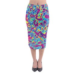 Ripple Motley Colorful Spots Abstract Midi Pencil Skirt by Vaneshart