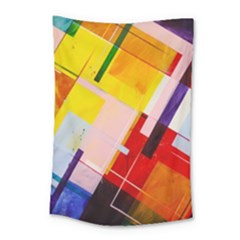 Abstract Lines Shapes Colorful Small Tapestry by Vaneshart