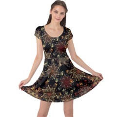 Patterns Abstract Flowers Cap Sleeve Dress by Vaneshart
