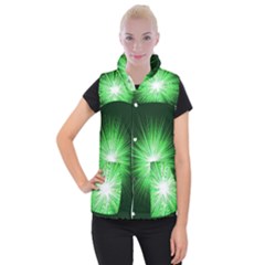 Green Blast Background Women s Button Up Vest