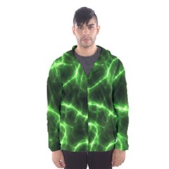 Lightning Electricity Pattern Green Men s Hooded Windbreaker