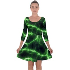 Lightning Electricity Pattern Green Quarter Sleeve Skater Dress by Alisyart