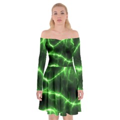 Lightning Electricity Pattern Green Off Shoulder Skater Dress by Alisyart