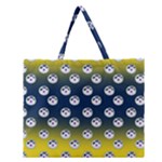 English Breakfast Yellow Pattern Blue Ombre Zipper Large Tote Bag
