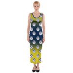 English Breakfast Yellow Pattern Blue Ombre Fitted Maxi Dress