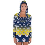 English Breakfast Yellow Pattern Blue Ombre Long Sleeve Hooded T-shirt