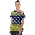 English Breakfast Yellow Pattern Blue Ombre Tie-Up Tee