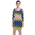 English Breakfast Yellow Pattern Blue Ombre Top and Skirt Sets