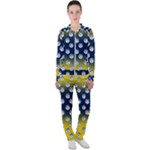 English Breakfast Yellow Pattern Blue Ombre Casual Jacket and Pants Set
