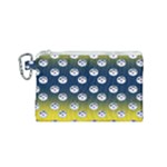English Breakfast Yellow Pattern Blue Ombre Canvas Cosmetic Bag (Small)
