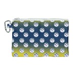 English Breakfast Yellow Pattern Blue Ombre Canvas Cosmetic Bag (Large)