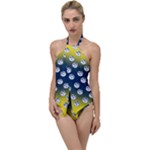English Breakfast Yellow Pattern Blue Ombre Go with the Flow One Piece Swimsuit