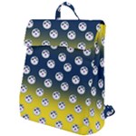 English Breakfast Yellow Pattern Blue Ombre Flap Top Backpack
