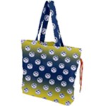 English Breakfast Yellow Pattern Blue Ombre Drawstring Tote Bag