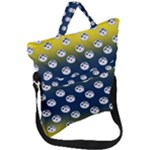 English Breakfast Yellow Pattern Blue Ombre Fold Over Handle Tote Bag